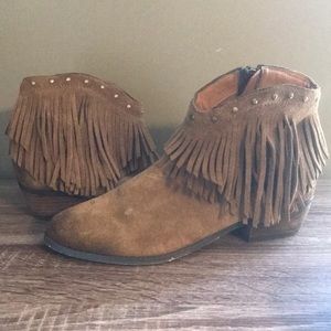 Minnetonka leather fringe booties.